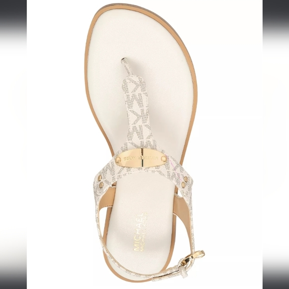 Michael Kors MK Plate Flat Thong Sandals Vanilla - Picture 3 of 7